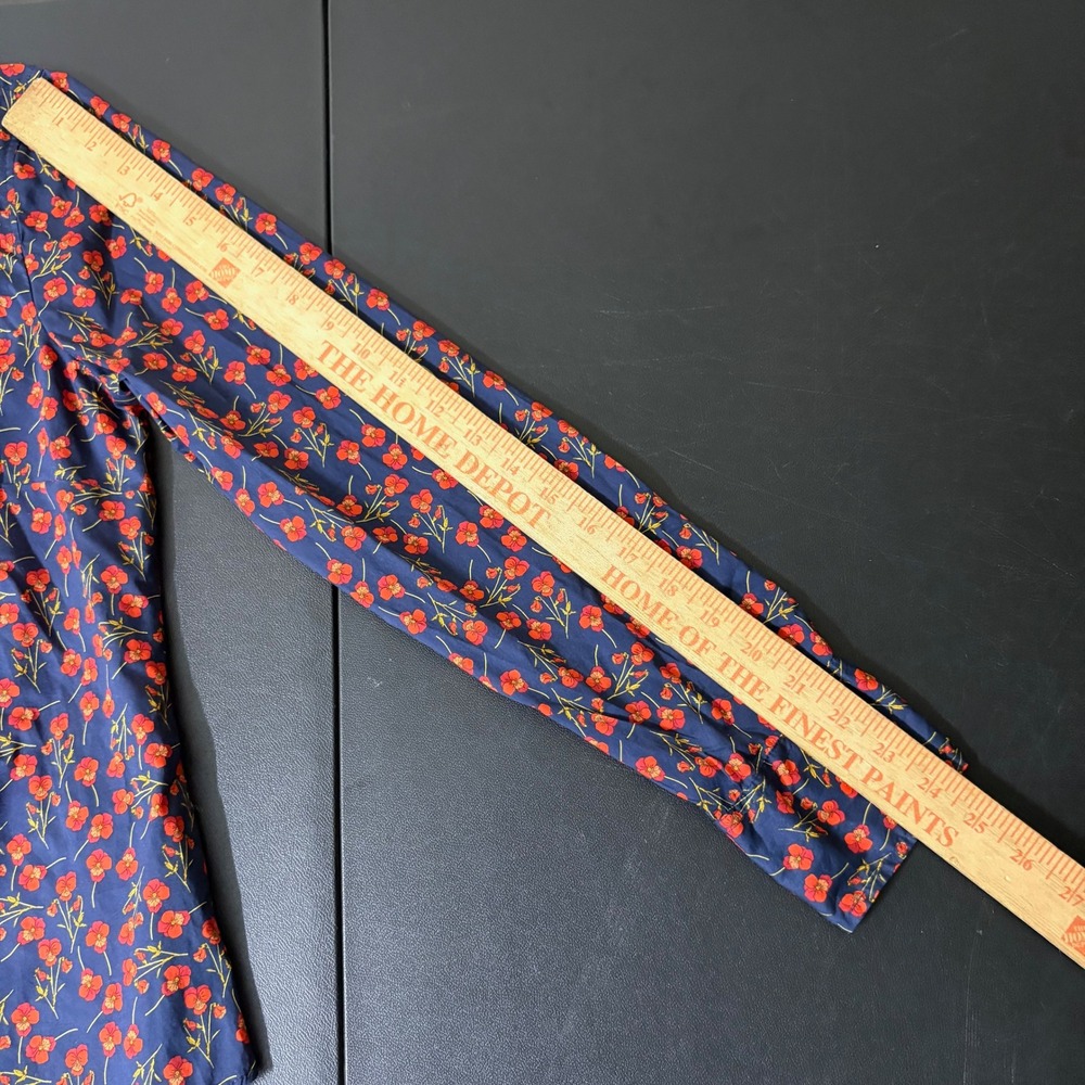 J.Crew Liberty Art Fabric Button Down Shirt Size 10 Floral Navy Peter Pan Collar - Picture 8 of 12